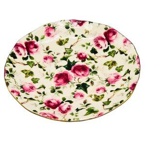 vintage tea saucer floral gold colored trim porcelain 6" READ